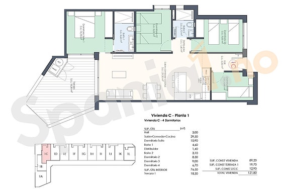 Leilighet med 4 soverom