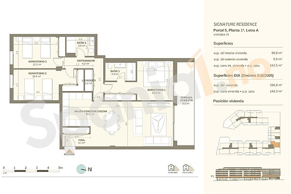 Plantegning leilighet med 3 soverom
