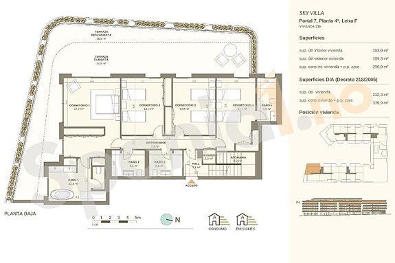 Plantegning penthouse med 4 soverom