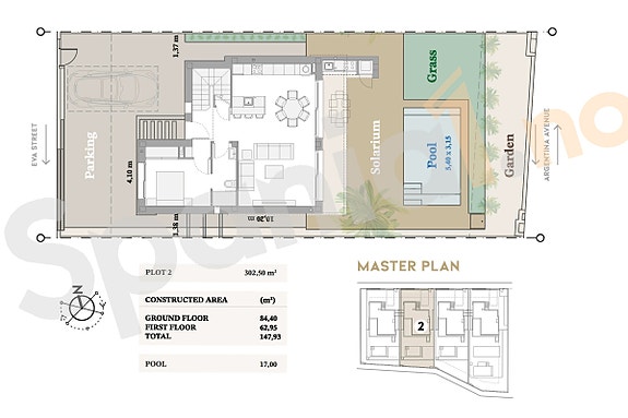 Moderne villa med 3 soverom og privat basseng - Kun 750 meter fra stranden - Stor takterrasse