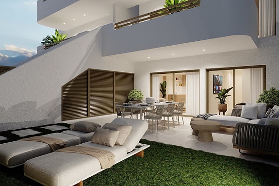 Nybygg!  Leilighet på bakkeplan med 3 soverom, privat hage og felles basseng - Nær sjø og sentrum