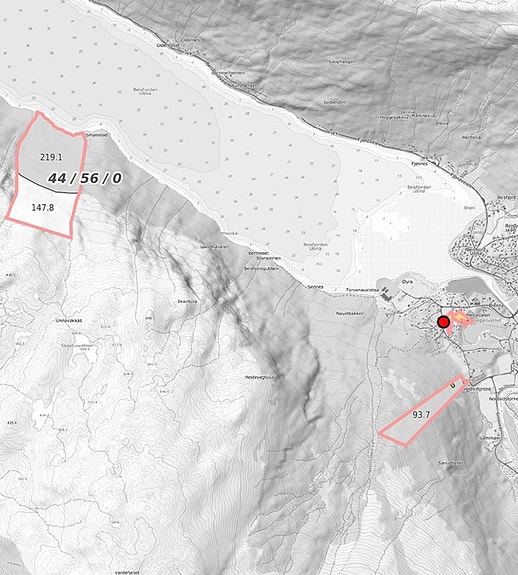 Kartutsnitt av eiendommen