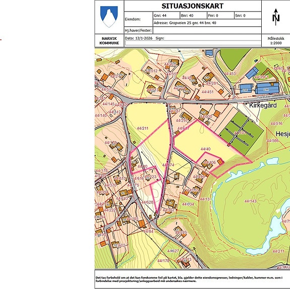Kartutsnitt av gnr. 44 bnr. 40