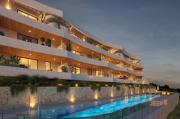 Nybygg -  Moderne leilighet med 2 soverom - Terrasse ca. 34 m² - Fellesområde med basseng