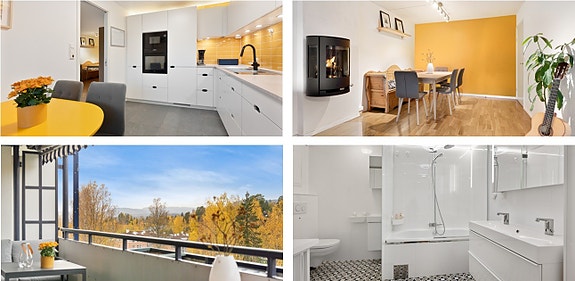 EIKSVEIEN 90 B - Pen og gjennomgående 4 roms med solrik terrasse. Sentralt og solrikt - med nærhet til alt, buss og t-bane