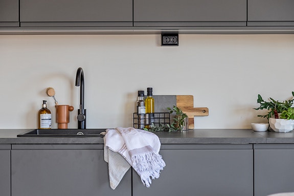 Kjøkken med styling.