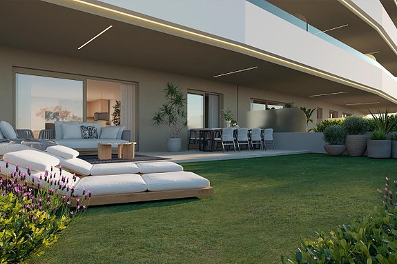 Ny moderne leilighet | Terrasse og hage | Nær golf  og moderne fellesområder