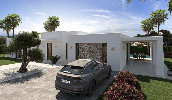 Nøkkelferdig! Ny ibiza-inspirert villa med 4 soverom - Stort uteområde med privat basseng - Parkering