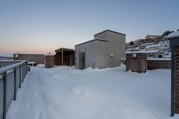 Flott felles takterasse.