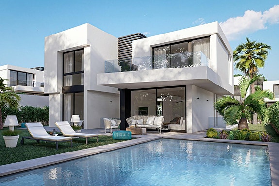 Nybygg! Villa med 4 soverom i lukket anlegg | Privat basseng, takterrasse og uteområder