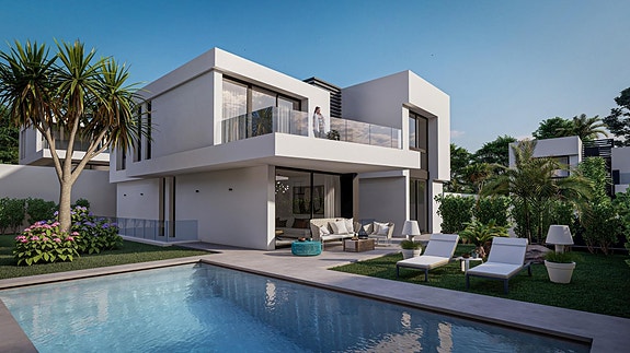 Nybygg! Villa med 4 soverom i lukket anlegg | Privat basseng, takterrasse og uteområder