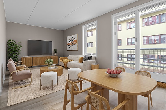 Velkommen til Øvrefoss 9 (Digital styling) Foto: Tigerstaden Boligfoto AS v/Henrik Sporsheim