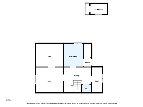 Plantegning kjelleretasje og dukkehus ute i hagen