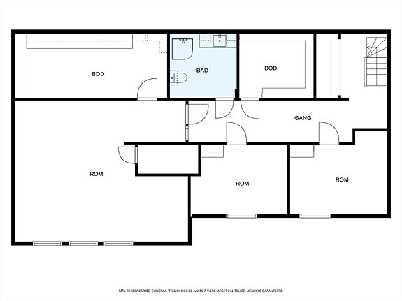 Plantegning underetasje. (Underetasje er innredet på 1980-tallet, men ikke omsøkt til varig opphold)