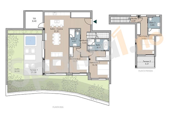 NYHET! Bakkeplansleilighet over to plan | Privat hage og terrasse | 3 soverom | Eksklusivt prosjekt i Río Real