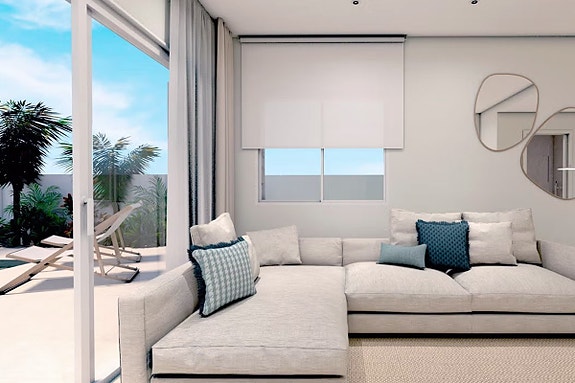 Nytt rekkehus kun 400 m fra nydelig strand | Uteplass på 72 m2 | Fantastiske fellesområder