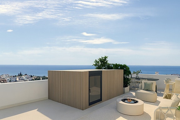 Nybygg i Calahonda | Rekkehus med havutsikt, takterrasse og 3 soverom