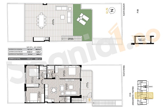 Ny moderne toppleilighet med 3 soverom og stor takterrasse, utekjøkken og felles basseng - Nær strand og sentrum