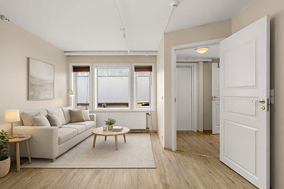 Bildet er møblert digitalt ved hjelp av KI