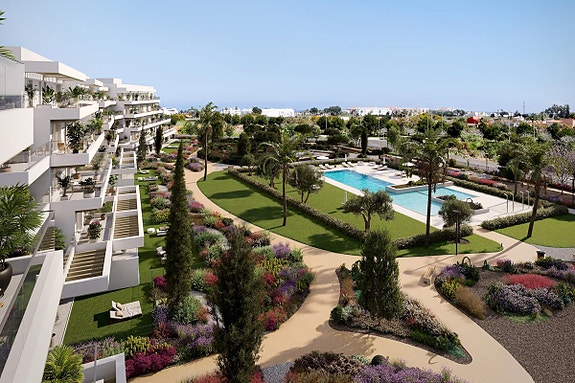 Nybygg | Leilighet nær strand | Terrasse | Felles basseng og treningsfasiliteter