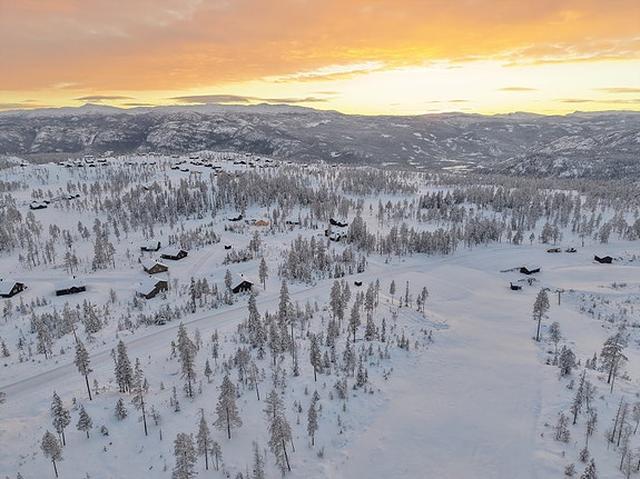 Fantastisk solnedgang og utsikt