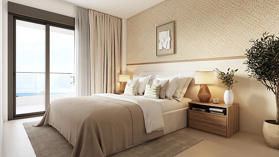 Nybygg | 3 soverom | 500 meter til strand | Terrasse | Felles basseng og treningsfasiliteter