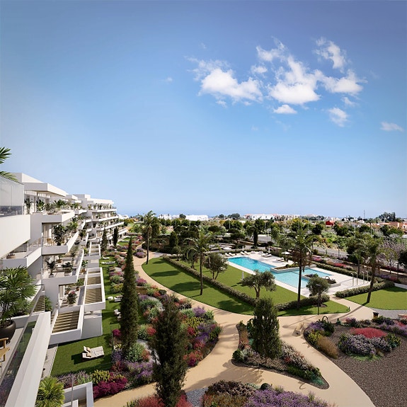 Nybygg | 3 soverom | 500 meter til strand | Terrasse | Felles basseng og treningsfasiliteter