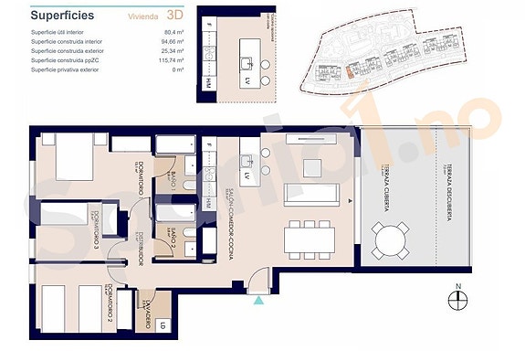 Nybygg | 3 soverom | 500 meter til strand | Terrasse | Felles basseng og treningsfasiliteter