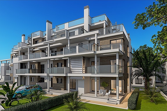 Nybygg | Første linje mot strand | Havutsikt | Terrasse og felles basseng