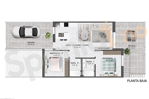 Moderne leilighet med stor terrasse | 2 soverom og 2 bad | Fullt møblert og parkering