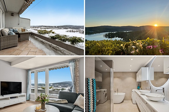 Hjertelig velkommen til Olaf Bulls vei 54! En påkostet lekker, lys og moderne leilighet med flott utsikt mot Bogstadvannet. Garasjeplass i felles garasjeanlegg. Her har man marka som nabo og likevel kort vei til buss og butikk.