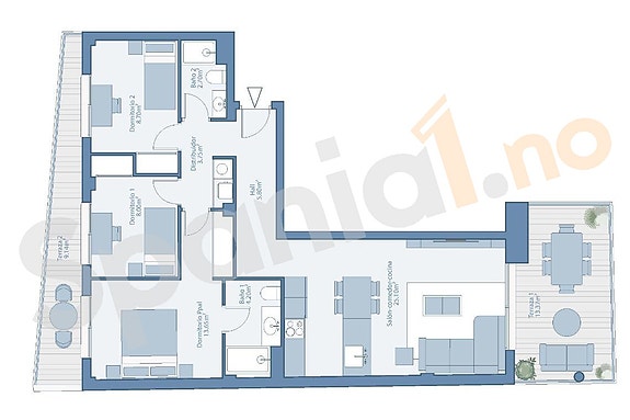 Nyhet! Moderne toppleilighet med 3 soverom, parkering og resortfasiliteter