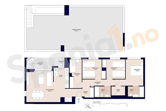 Toppleilighet med 4 soverom | Stor takterrasse 88 m² | Garasje og bod inkludert