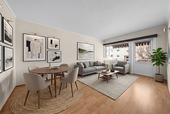 Velkommen til Alexander Kiellands gate 14 A - en flott 2-roms med uslåelig beliggenhet i Lillestrøm. (Digital styling)