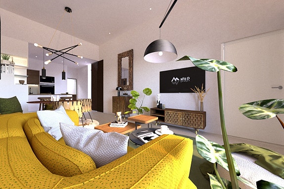 Moderne villa på et plan | Stor uteplass og takterrasse | 3 soverom og 2 bad