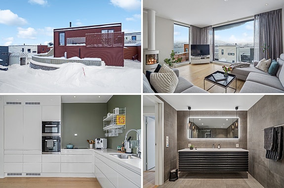 Velkommen til et svært pent rekkehus på attraktive Solneset i Hamna. Boligen holder en gjennomgående høy standard og byr på en smart og funksjonell planløsning som passer både par og familier.