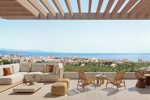 Nyhet! Moderne leilighet med havutsikt | 3 soverom | Terrasse | Spa og treningsrom