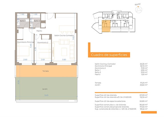 Plantegning leilighet med 2 soverom