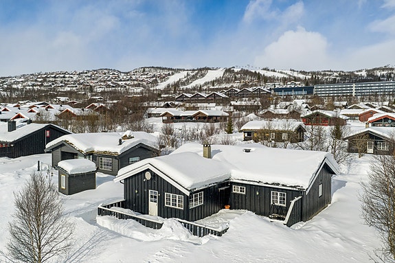 Eiendomsmegler Marit Wangensten-Mo presenterer denne fritidseiendommen på Beitostølen.
Foto: Efkt v/Tor Solberg