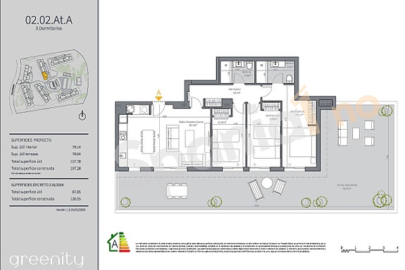 Plantegning penthouse med 3 soverom