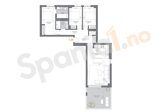 Nyhet! Moderne leilighet med 3 soverom og terrasse i attraktivt område