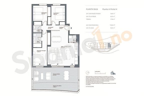 Plantegning leilighet med 3 soverom