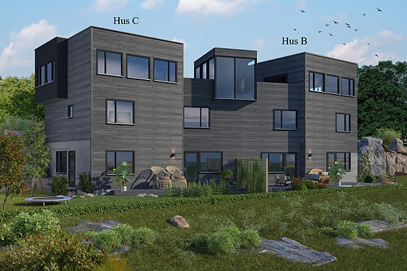 Ramme for hel tomannsbolig datert 11.12.2023. To boliger med hybel i hver- Vestvendt - Kort vei til skoler, barnehager, Oslo