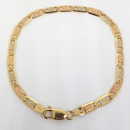 Vintage Gull armbånd, 3-farget, 18K