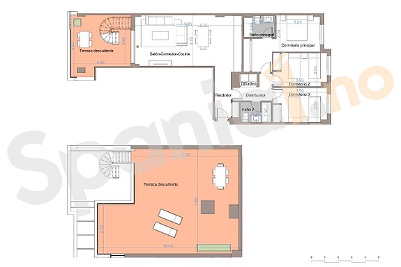 Plantegning penthouse med 3 soverom