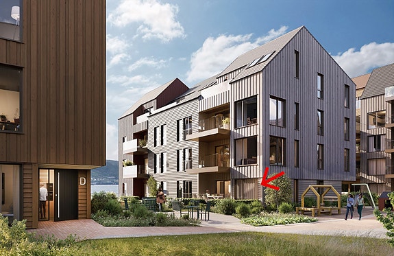Velkommen til en lekker og tilbaketrukken 2-roms leilighet i Sandviken. Leiligheten ligger flott til med stor uteplass og egen hageflekk.