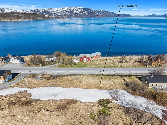 Oversiktsbilde som viser tomtens plassering i landskapet. (Illustrasjon)