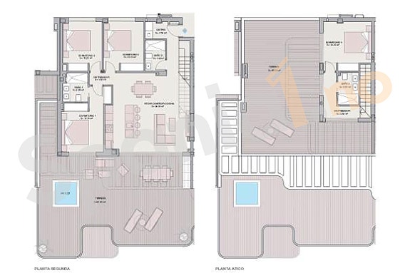 Plantegning penthouse med 4 soverom