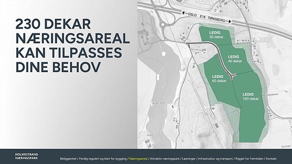 Holmestrand Næringspark v E18- potensial bygg: 1.000 - 115.000 kvm