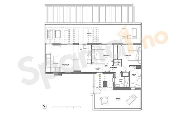 NØKKELFERDIG! Penhouse-leilighet med 65m2 terrasse. Felles basseng, gym og coworking